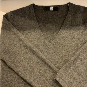 Gray Cashmere V-Neck Sweater